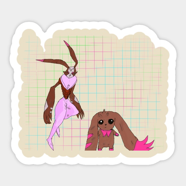 Lopmon and Antylamon Sticker by mattmall